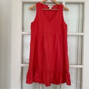 Cynthia Rowley 100% linen red sleeveless dress women's medium M